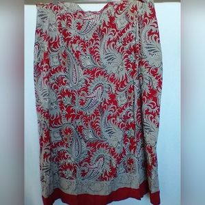 Lane Bryant Red and Gray Paisley Skirt